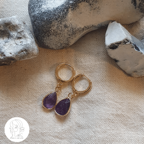 Hoop Ohrringe 'Amethysten Tropfen'