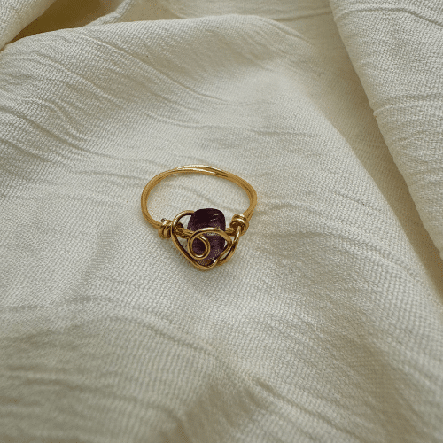 Drahtring - Fluorit Heart