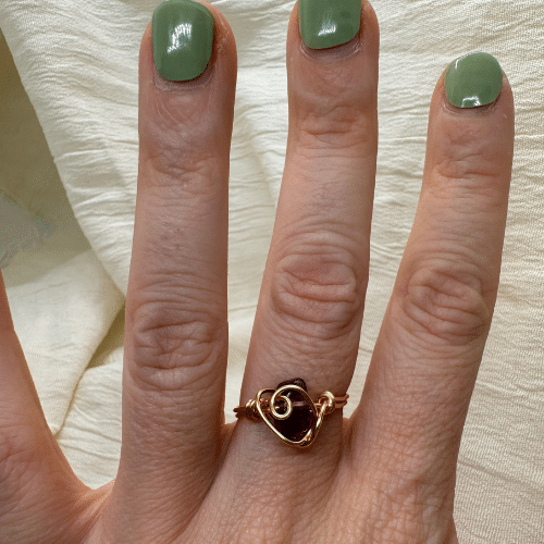 Drahtring - Fluorit Heart