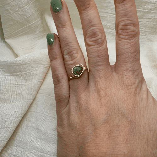 Drahtring Green Citrin