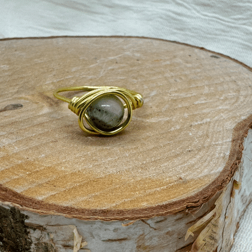 Drahtring Green Citrin