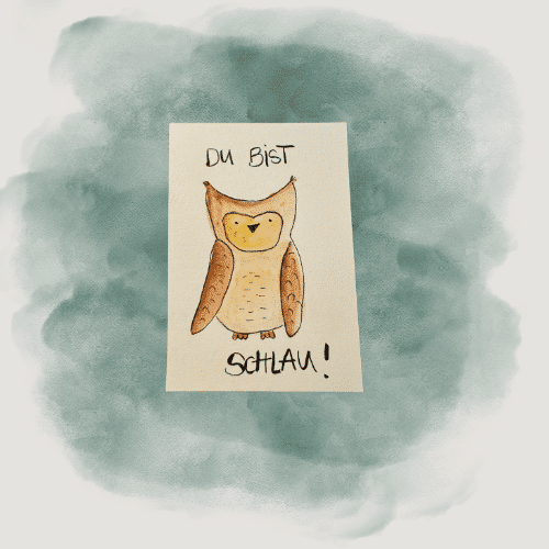 Affirmationskarte "Du bist schlau" – Eulenmotiv