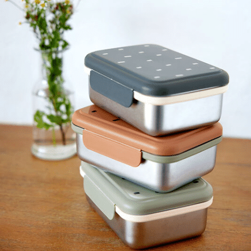 Lässig - Brotdose Kinder - Edelstahl Lunchbox, Happy Prints