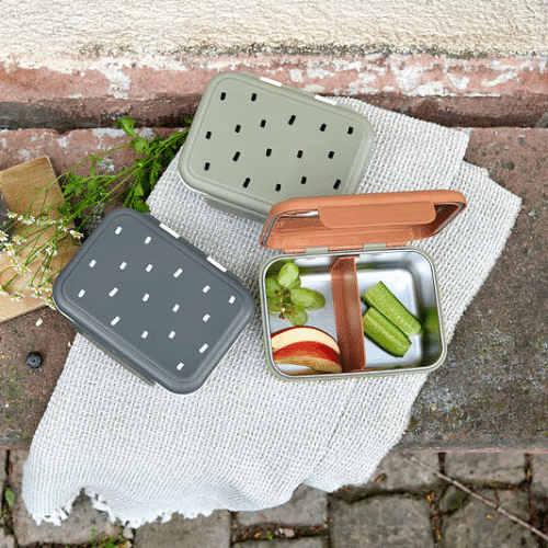 Lässig - Brotdose Kinder - Edelstahl Lunchbox, Happy Prints