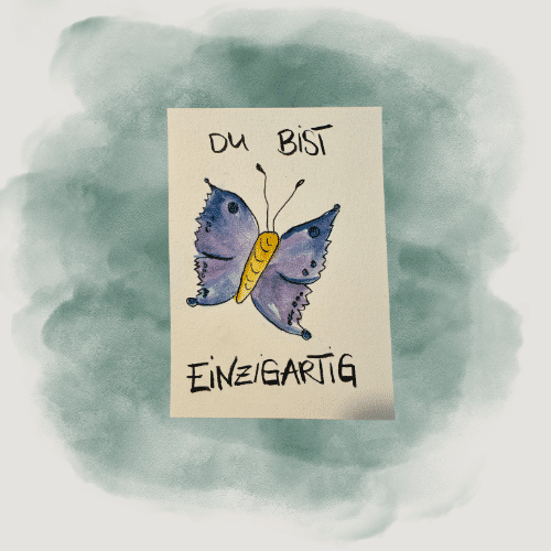 Affirmationskarte "Du bist einzigartig" – Schmetterlingsmotiv