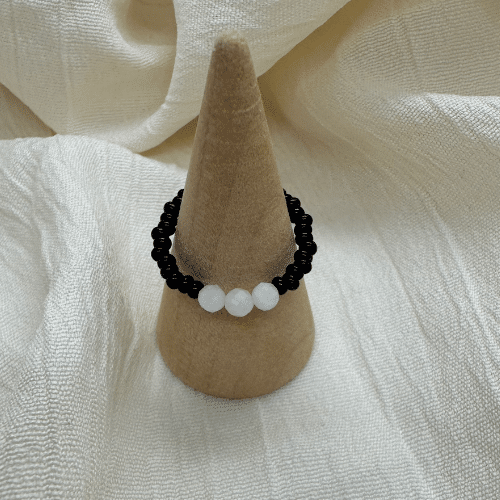 Steinperlenring 'Black Moon'