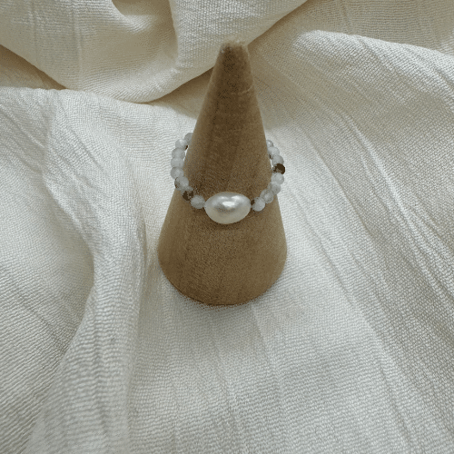 Steinperlenring 'White Love'