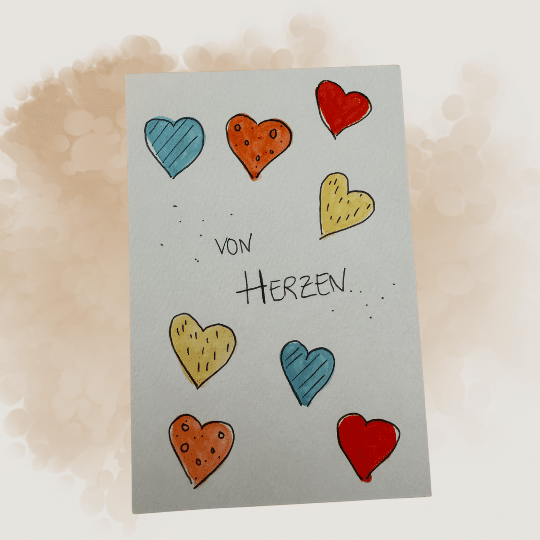 Aquarellkarten 'Herzen'